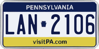 PA license plate LAN2106