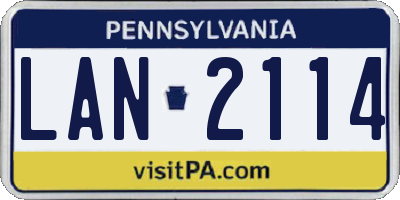 PA license plate LAN2114
