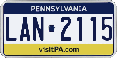 PA license plate LAN2115