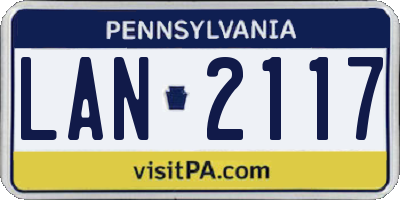 PA license plate LAN2117