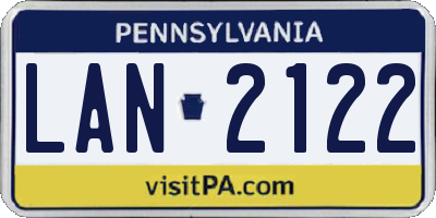 PA license plate LAN2122