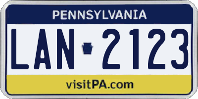 PA license plate LAN2123