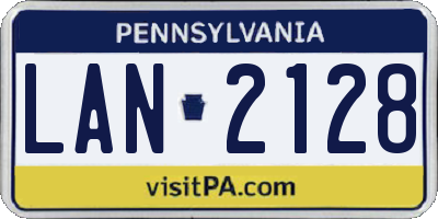PA license plate LAN2128