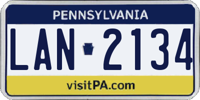 PA license plate LAN2134