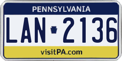 PA license plate LAN2136