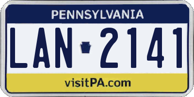 PA license plate LAN2141