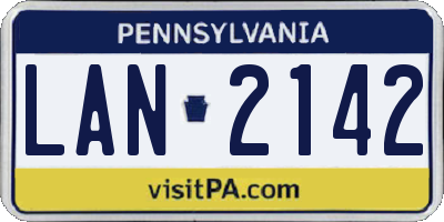 PA license plate LAN2142