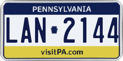 PA license plate LAN2144
