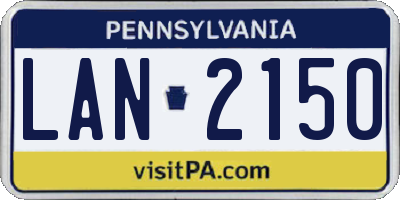 PA license plate LAN2150