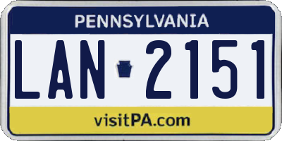PA license plate LAN2151