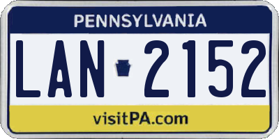 PA license plate LAN2152