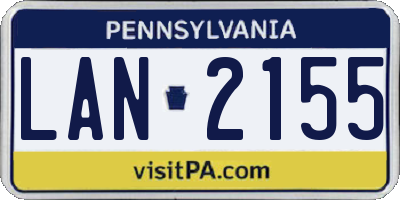 PA license plate LAN2155