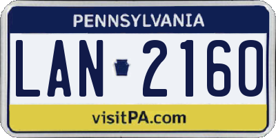 PA license plate LAN2160