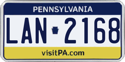 PA license plate LAN2168