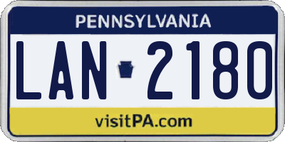 PA license plate LAN2180