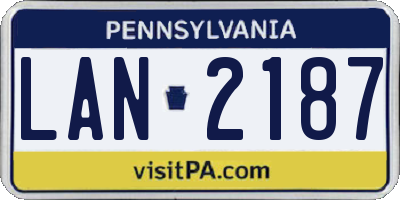 PA license plate LAN2187