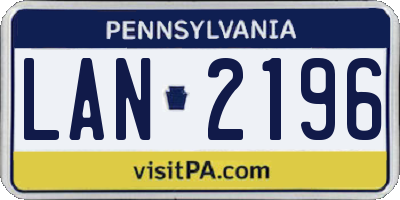 PA license plate LAN2196