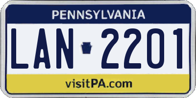 PA license plate LAN2201