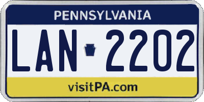 PA license plate LAN2202