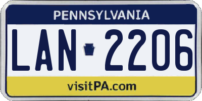 PA license plate LAN2206