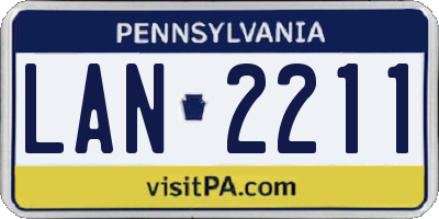PA license plate LAN2211