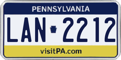 PA license plate LAN2212