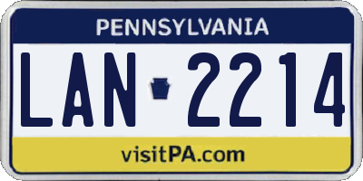 PA license plate LAN2214