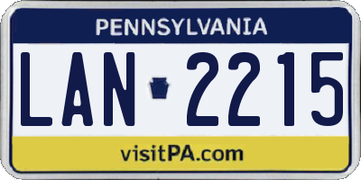 PA license plate LAN2215