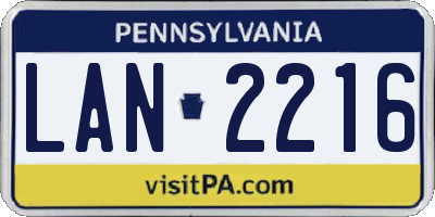 PA license plate LAN2216