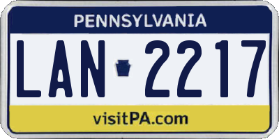 PA license plate LAN2217