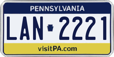 PA license plate LAN2221