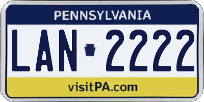 PA license plate LAN2222