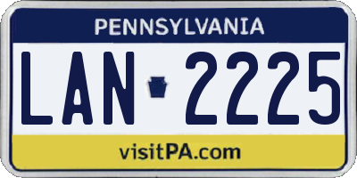 PA license plate LAN2225