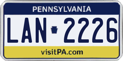 PA license plate LAN2226