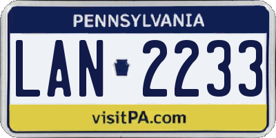 PA license plate LAN2233