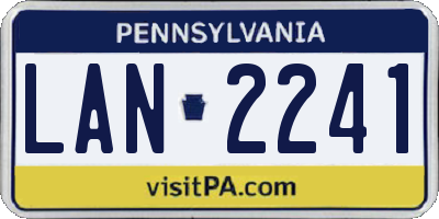 PA license plate LAN2241