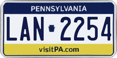 PA license plate LAN2254