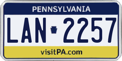 PA license plate LAN2257