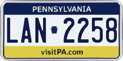 PA license plate LAN2258