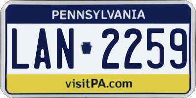 PA license plate LAN2259