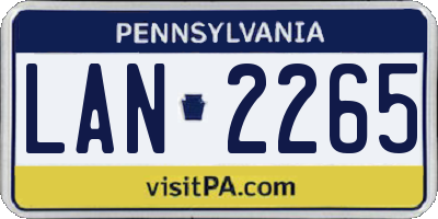 PA license plate LAN2265