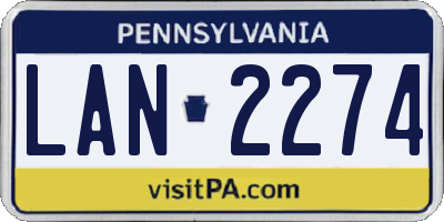 PA license plate LAN2274
