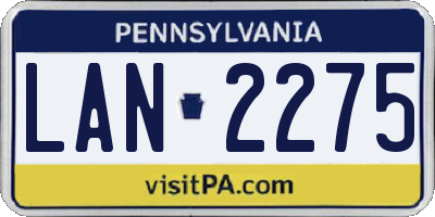 PA license plate LAN2275