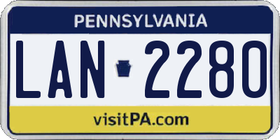 PA license plate LAN2280