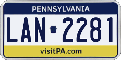 PA license plate LAN2281