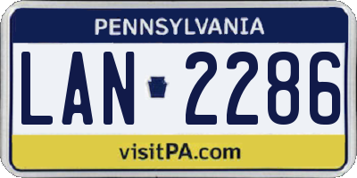 PA license plate LAN2286