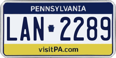 PA license plate LAN2289