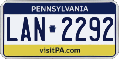 PA license plate LAN2292