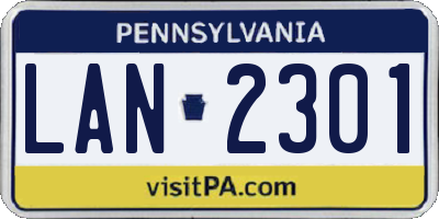 PA license plate LAN2301