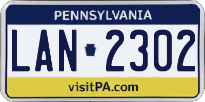 PA license plate LAN2302